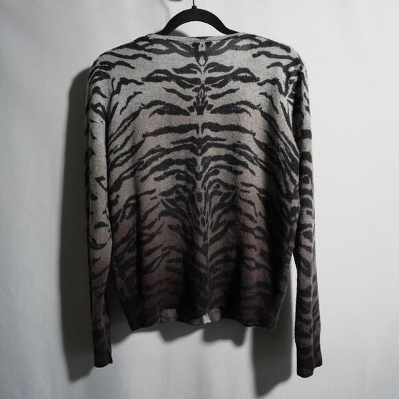 Only Mine Cardigan 100% Cashmere Sweater Tiger Animal Print Ombré 2 Ply XL GUC - Picture 4 of 5